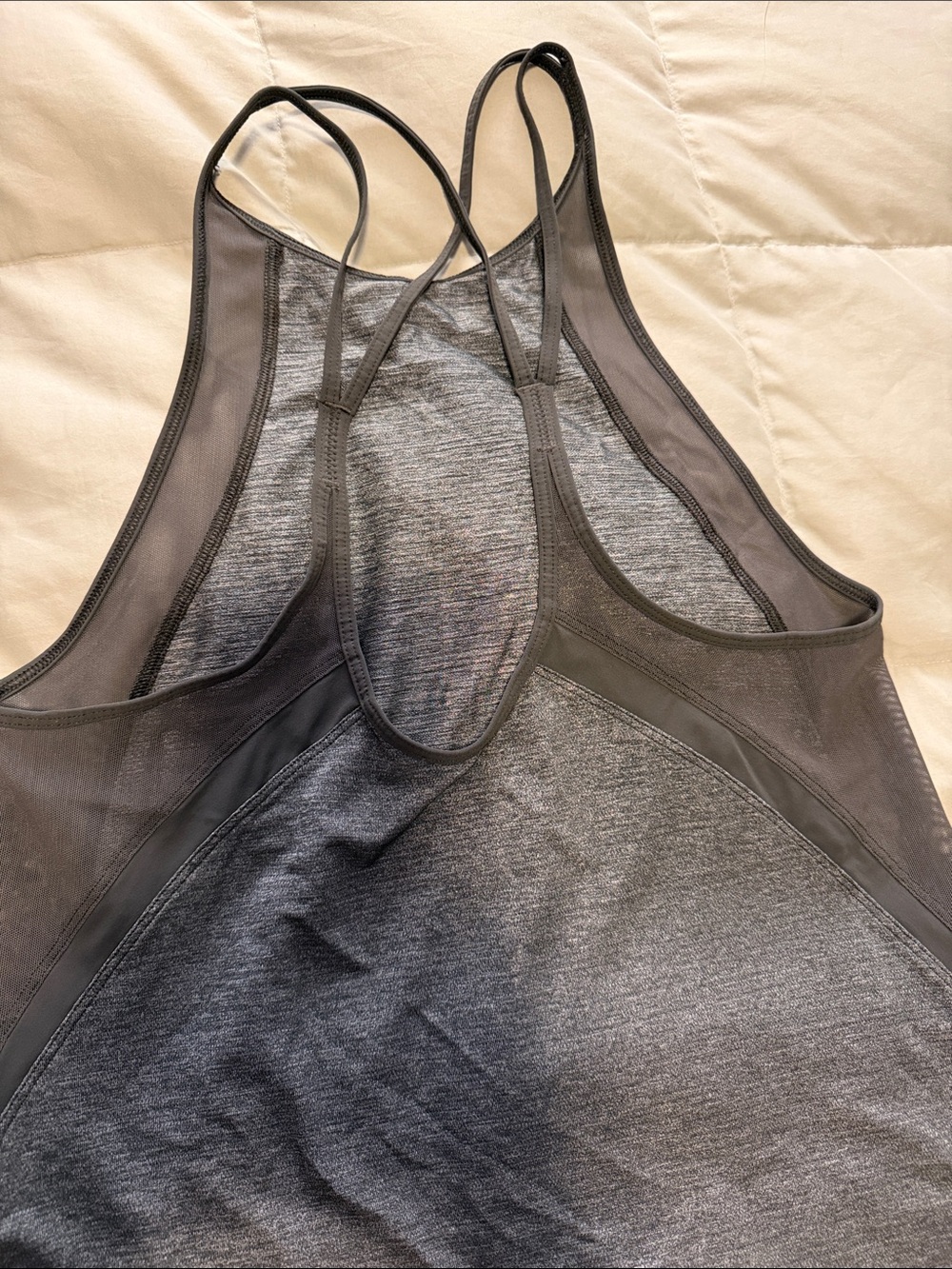 lululemon athletica Charcoal Gray/Green Strappy Mesh-Back Tank Top - Picture 6 of 6